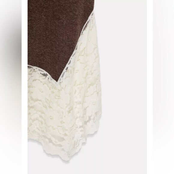 Zara LONG COMBINATION LACE DRESS - Picture 3 of 7